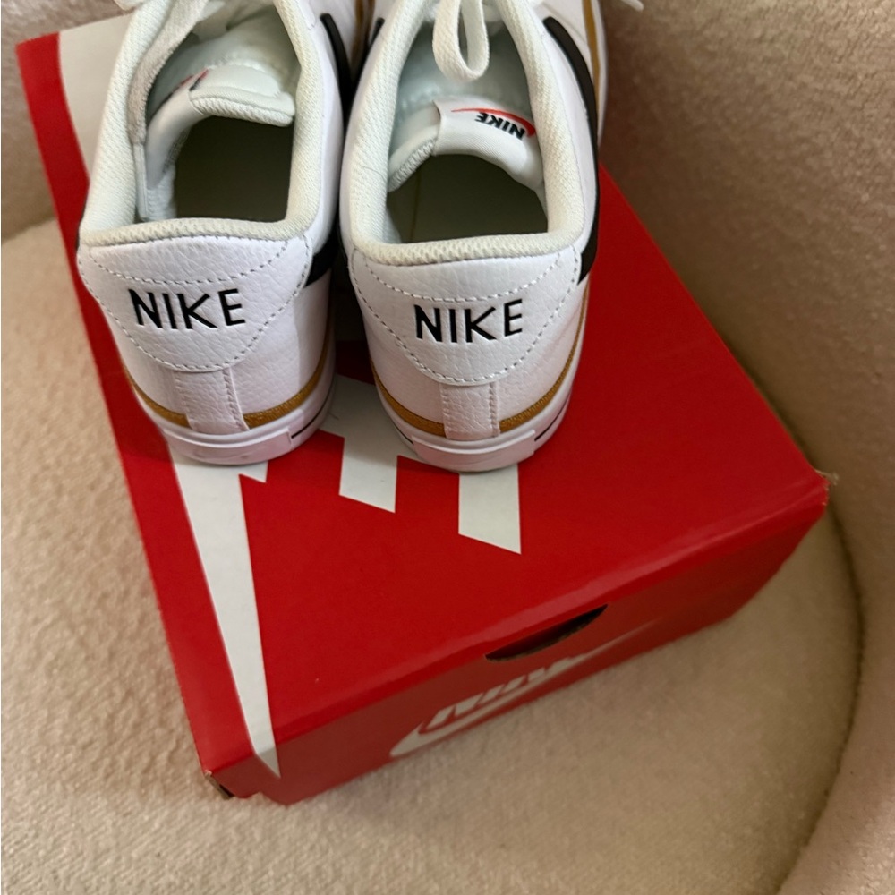 Nike White Black Gold Low-Top Athletic Sneakers - Picture 2 of 7